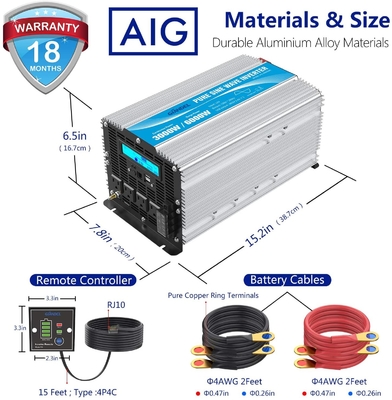 Anzeige des Fernsteuerungs-3000 Watt-reine Sinus-Wellen-Inverter-12V 24V LCD