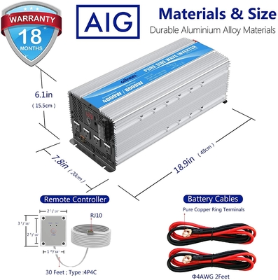 Hochleistungs-Sinus-Wellenkraft-Inverter 12V 2.4A hybrider Solarinverter-LED 4000W reiner