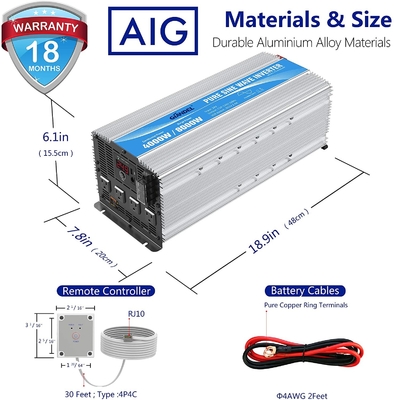Sinus-Wellen-Inverter 1.5Amps Giandel 4000W 24V reiner mit vier Wechselstrom-Ausgängen