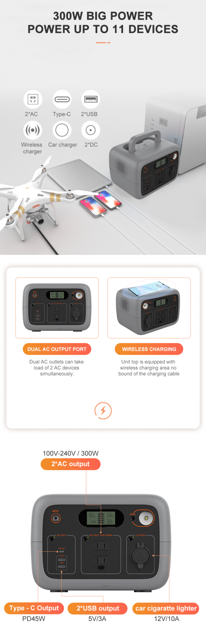 Des Mini-Lithium-300W kampierende Lithium-Batterie Batterie-des Satz-220V Lifepo4 1